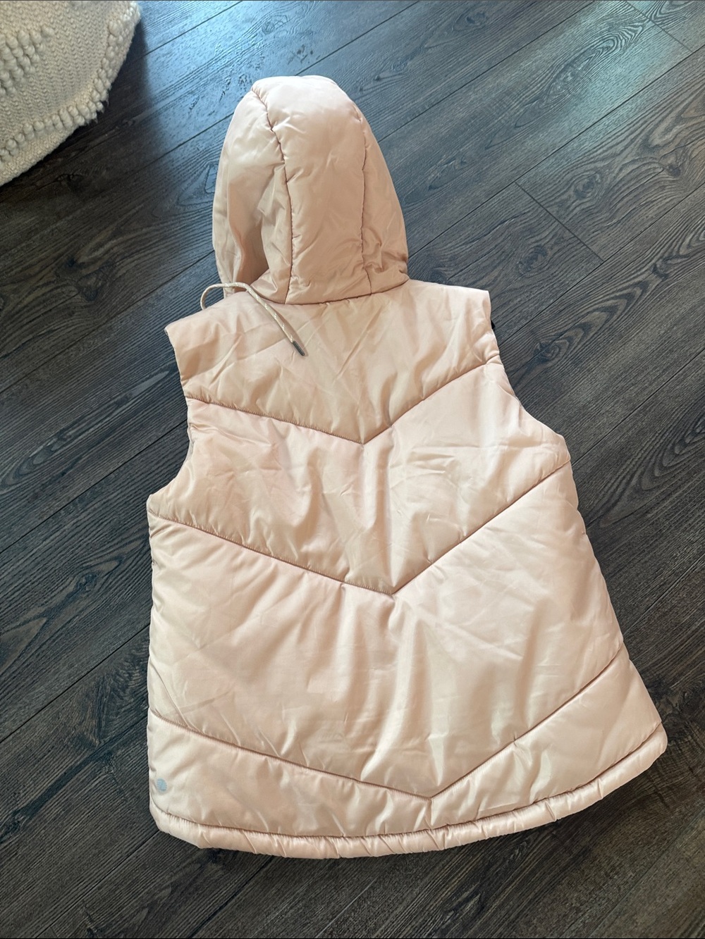 Zella Sleeveless Hooded Puffer Vest - Blush Drawstring Pockets M - Picture 3 of 6